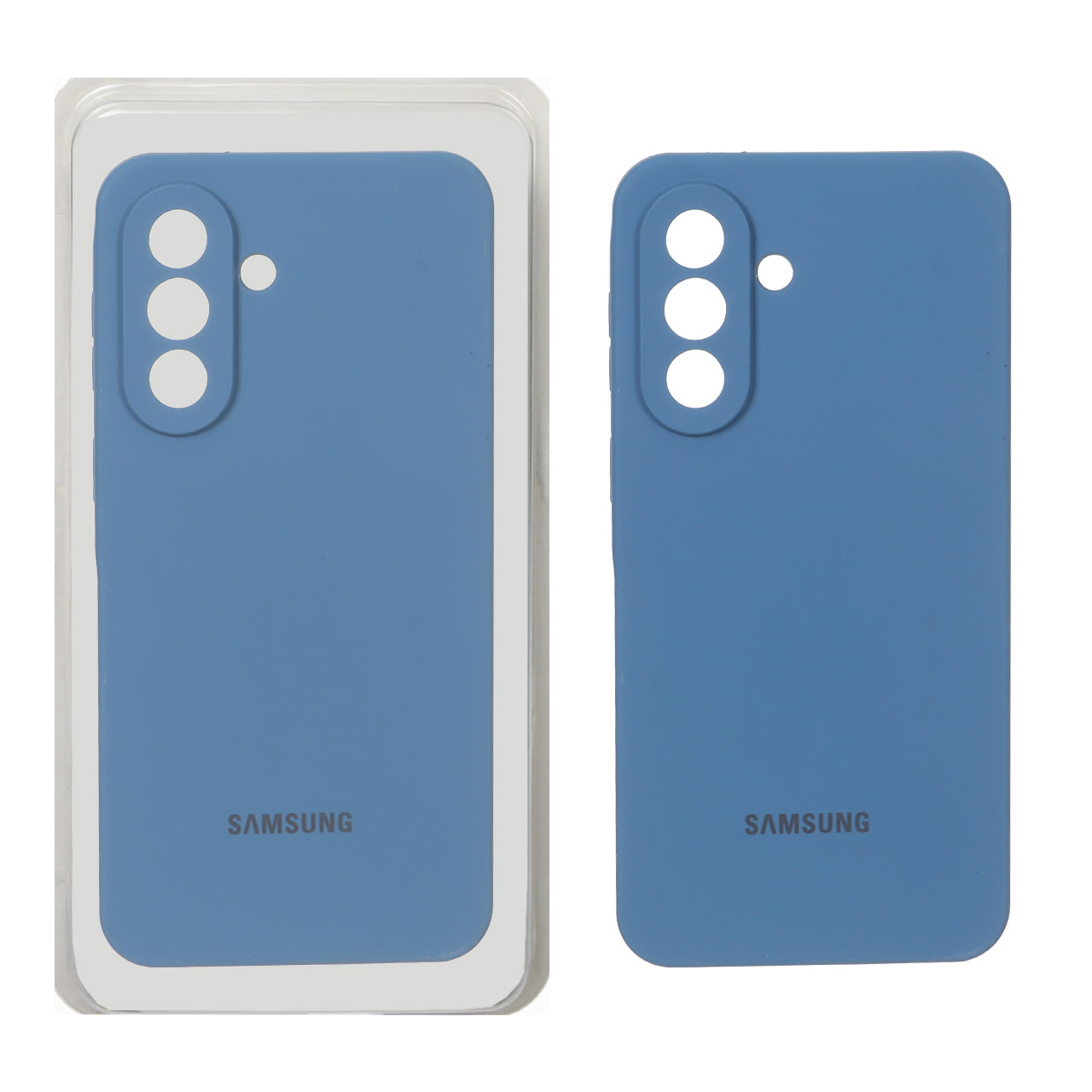 قاب سیلیکونی پاک کنی محافظ لنزدار اورجینال Samsung Galaxy A57 - آبی تیره (پک اصلی)